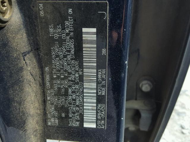 JTLKT334950196273 - 2005 TOYOTA SCION XB ლურჯი ფოტო 10