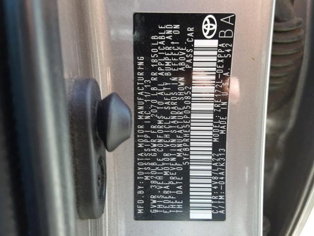 5YFBPRHE5EP050852 - 2014 TOYOTA COROLLA EC 米色 照片 10