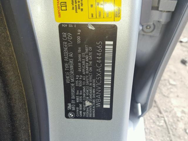 WBANV1C5XAC444665 - 2010 BMW 528 XI SILVER photo 10