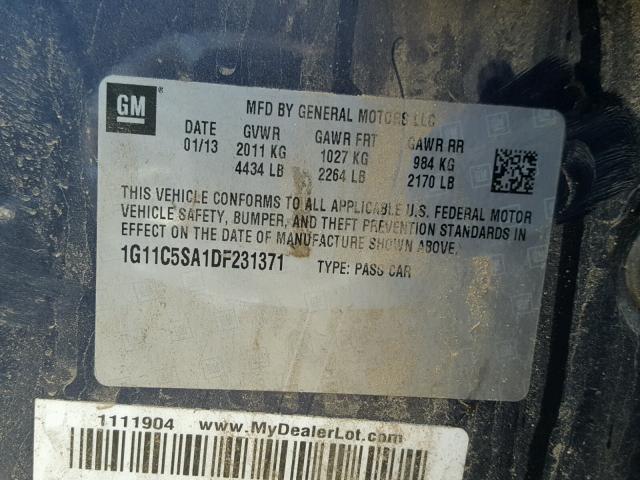 1G11C5SA1DF231371 - 2013 CHEVROLET MALIBU 1LT 蓝色 照片 10