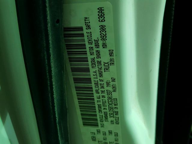 3C6LD5BTXCG301937 - 2012 DODGE RAM 2500 S WHITE photo 10