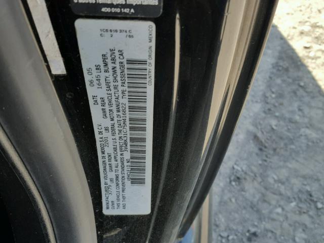 3VWBK31C75M416822 - 2005 VOLKSWAGEN NEW BEETLE 黑色 照片 10