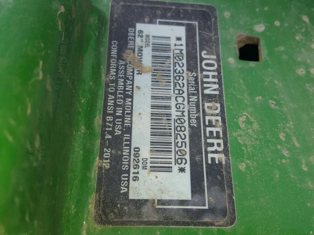 1M02362ACGM082506 - 2017 JOHN DEERE MOWER GREEN photo 10