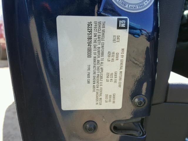 1G2ZF57B784108330 - 2008 PONTIAC G6 VALUE L BLUE photo 10