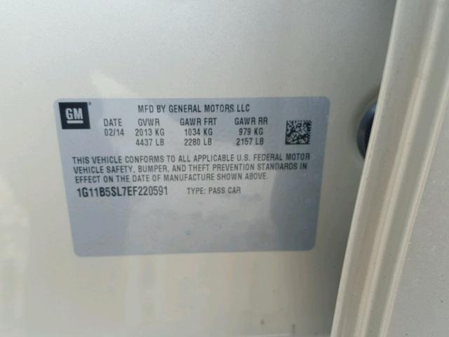 1G11B5SL7EF220591 - 2014 CHEVROLET MALIBU LS თაფლისფერი ფოტო 10