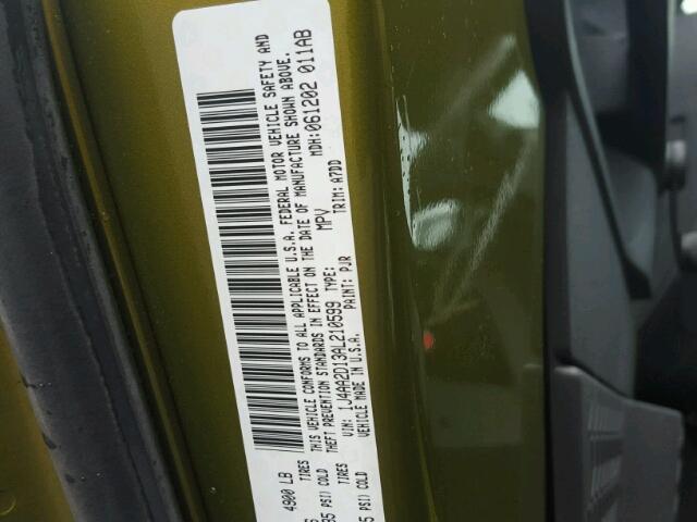 1J4AA2D13AL210599 - 2010 JEEP WRANGLER S GREEN photo 10