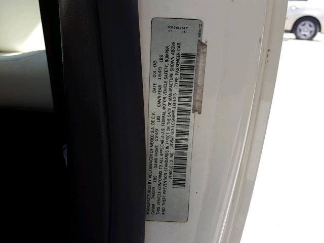 3VWFG31C98M518923 - 2008 VOLKSWAGEN NEW BEETLE თეთრი ფოტო 10