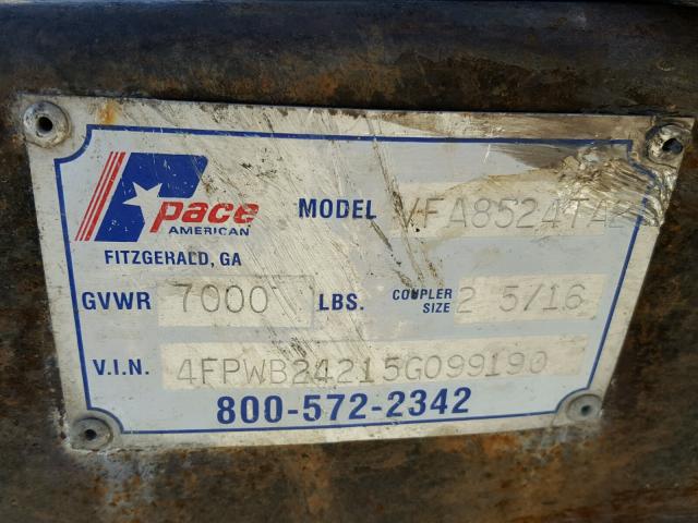 4FPWB24215G099190 - 2005 PACE CARGO GRAY photo 10