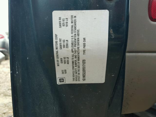 1G1NE52J9Y6171079 - 2000 CHEVROLET MALIBU LS მწვანე ფოტო 10