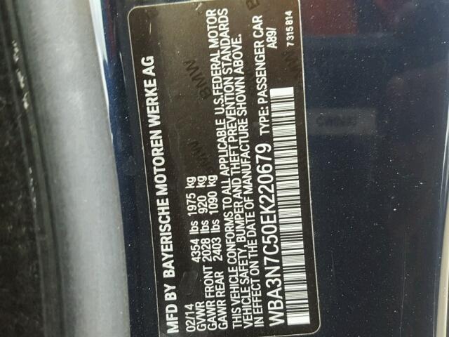 WBA3N7C50EK220679 - 2014 BMW 428 I BLUE photo 10