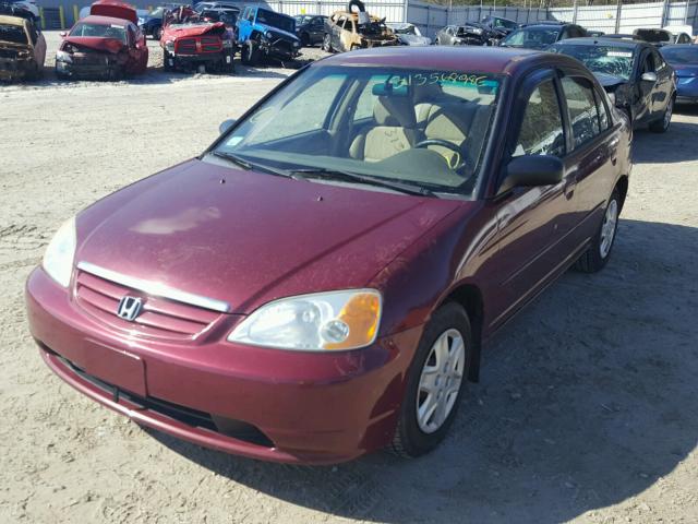 2HGES16513H551354 - 2003 HONDA CIVIC LX RED photo 2