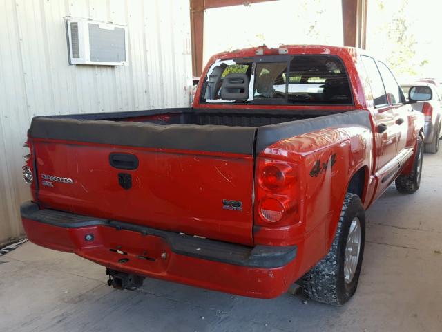 1D7HW48N57S128358 - 2007 DODGE DAKOTA QUA RED photo 4