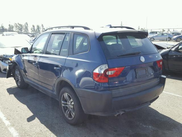 WBXPA93484WA66142 - 2004 BMW X3 3.0I BLUE photo 3