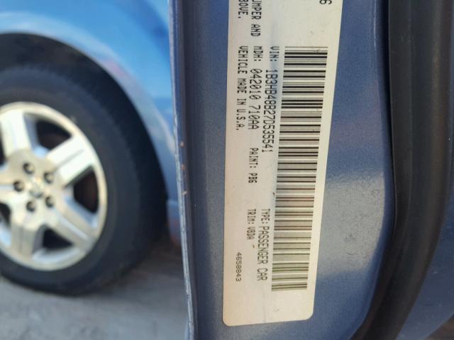 1B3HB48B27D535541 - 2007 DODGE CALIBER SX BLUE photo 10