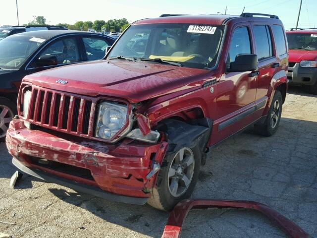 1J8GN28K28W266073 - 2008 JEEP LIBERTY SP RED photo 2