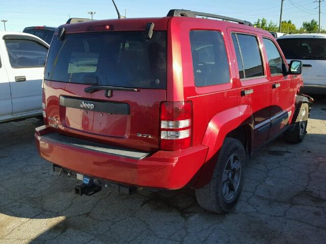 1J8GN28K28W266073 - 2008 JEEP LIBERTY SP RED photo 4