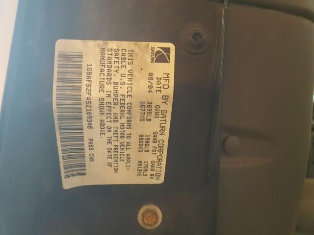 1G8AF52F45Z109348 - 2005 SATURN ION LEVEL ვერცხლისფერი ფოტო 10