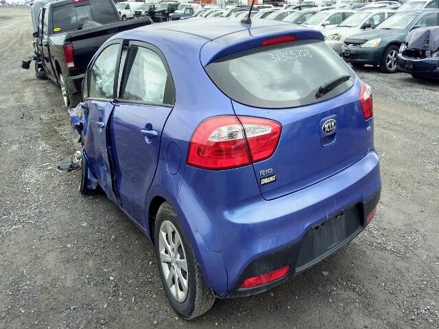 KNADM5A38E6917121 - 2014 KIA RIO LX BLUE photo 3