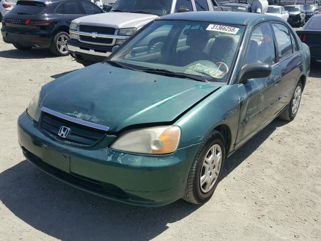 1HGES16532L004894 - 2002 HONDA CIVIC LX GREEN photo 2