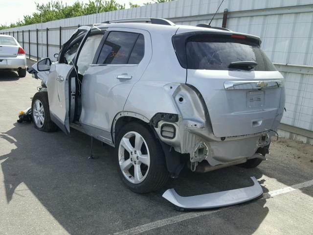 3GNCJNSB1FL243261 - 2015 CHEVROLET TRAX LTZ SILVER photo 3