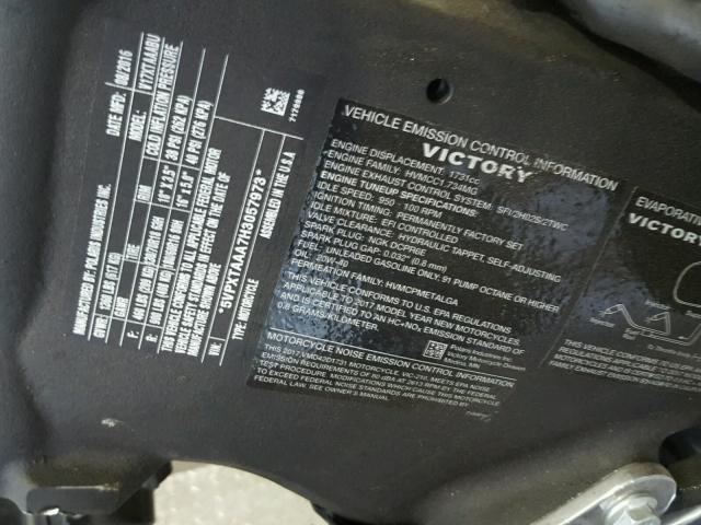 5VPXTAAA7H3057973 - 2017 VICTORY MOTORCYCLES CROSS COUN SILVER photo 10