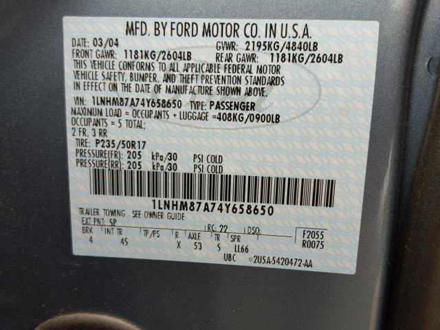 1LNHM87A74Y658650 - 2004 LINCOLN LS BLUE photo 10