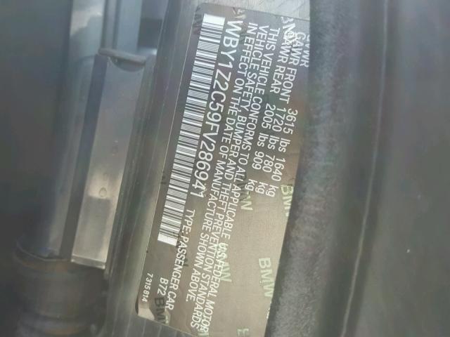 WBY1Z2C59FV286941 - 2015 BMW I3 BEV SILVER photo 10