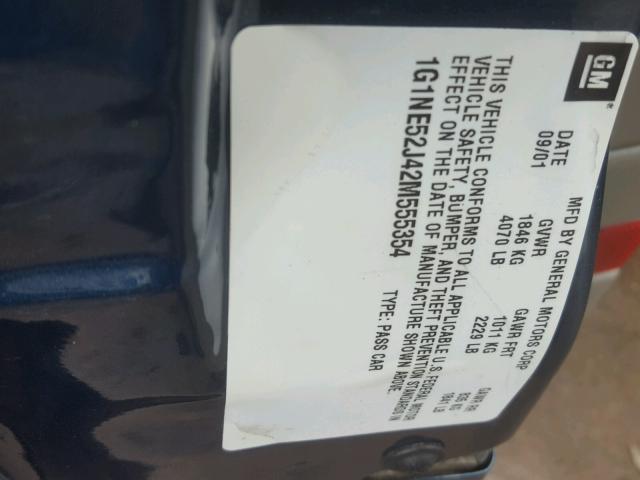 1G1NE52J42M555354 - 2002 CHEVROLET MALIBU LS 绿色 照片 10