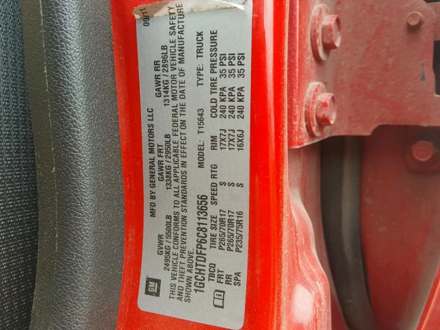 1GCHTDFP6C8113656 - 2012 CHEVROLET COLORADO L RED photo 10