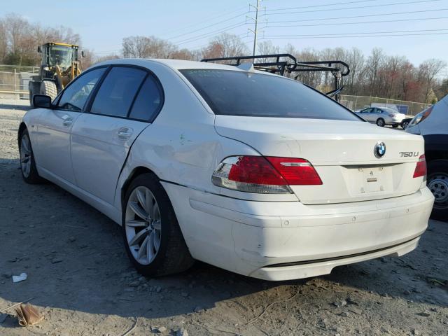 WBAHN83517DT76751 - 2007 BMW 750 WHITE photo 3