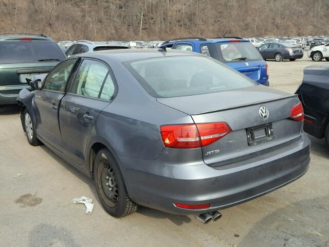 3VW2K7AJ5FM305256 - 2015 VOLKSWAGEN JETTA BASE CHARCOAL photo 3