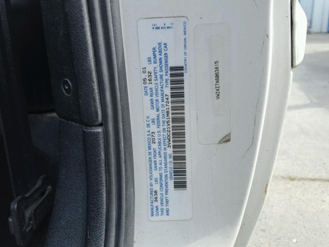 3VWDC21V51M817247 - 2001 VOLKSWAGEN CABRIO GLX 白色 照片 10