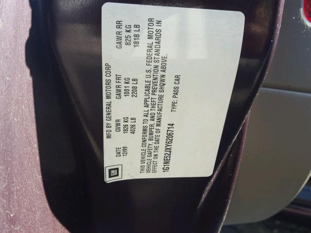 1G1NE52JXY6206714 - 2000 CHEVROLET MALIBU LS 红色 照片 10