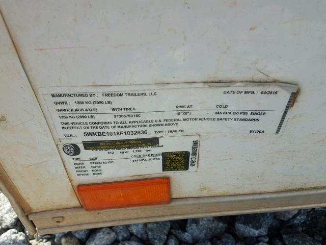 5WKBE1018F1032636 - 2015 UTILITY TRAILER WHITE photo 10