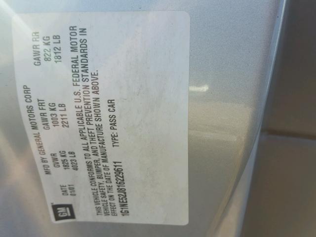 1G1NE52J816229611 - 2001 CHEVROLET MALIBU LS 灰色 照片 10