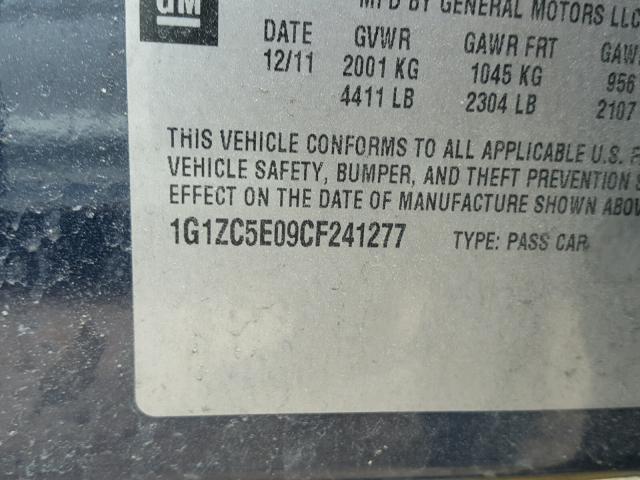 1G1ZC5E09CF241277 - 2012 CHEVROLET MALIBU 1LT 蓝色 照片 10