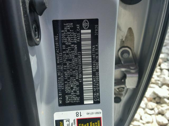 4T1BK1EB4EU083673 - 2014 TOYOTA AVALON BAS SILVER photo 10