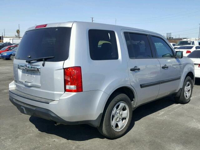 5FNYF3H21DB036585 - 2013 HONDA PILOT LX SILVER photo 4