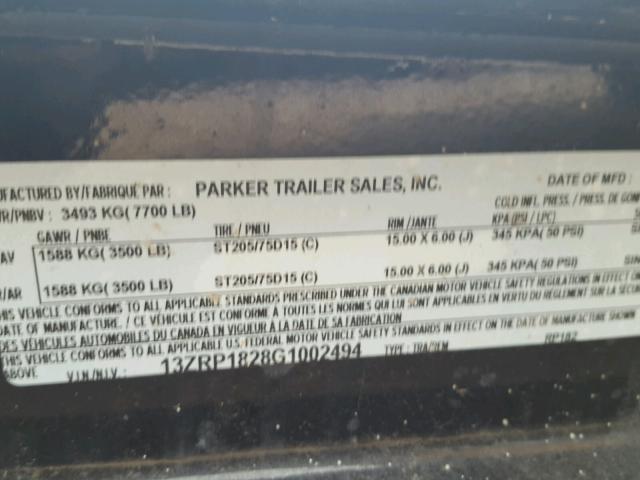 13ZRP1828G1002494 - 2016 PARK TRAILER BLACK photo 10