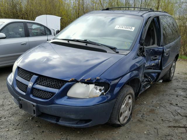 1B4GP25362B540806 - 2002 DODGE CARAVAN SE BLUE photo 2