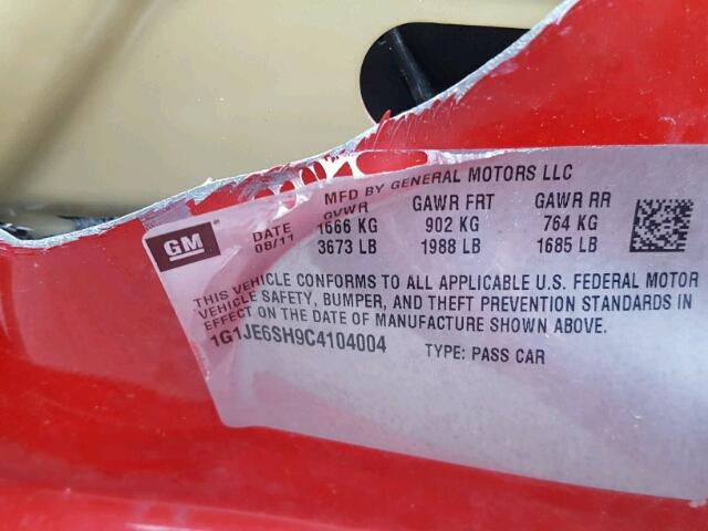 1G1JE6SH9C4104004 - 2012 CHEVROLET SONIC LTZ RED photo 10