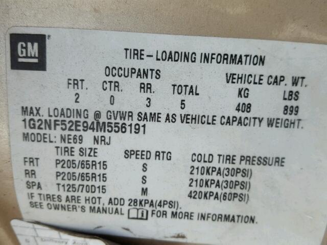 1G2NF52E94M556191 - 2004 PONTIAC GRAND AM S Qızıl foto 10