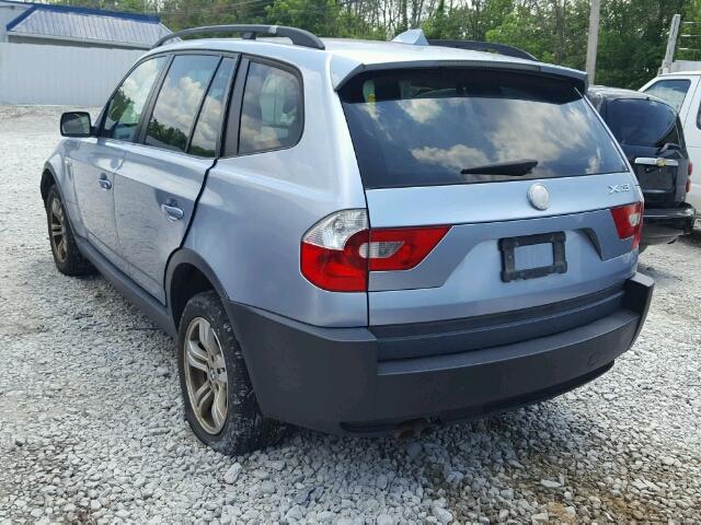 WBXPA93424WC30971 - 2004 BMW X3 3.0I BLUE photo 3