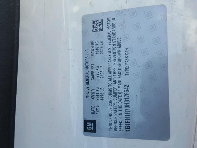 1G1FH1R70H0176642 - 2017 CHEVROLET CAMARO SS Blanco foto 10