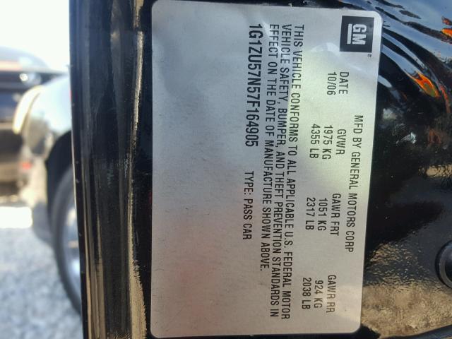 1G1ZU57N57F164905 - 2007 CHEVROLET MALIBU LTZ 黑色 照片 10