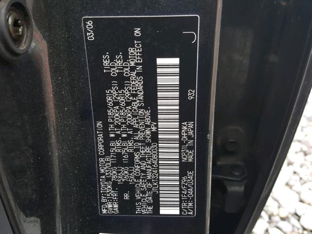 JTLKT324164080030 - 2006 TOYOTA SCION XB BLACK photo 10