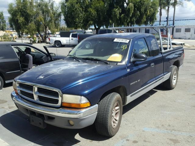 1B7GL22N31S155707 - 2001 DODGE DAKOTA BLUE photo 2