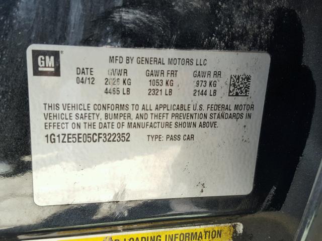 1G1ZE5E05CF322352 - 2012 CHEVROLET MALIBU LTZ 黑色 照片 10