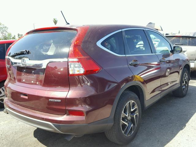 2HKRM3H47GH548501 - 2016 HONDA CR-V SE MAROON photo 4