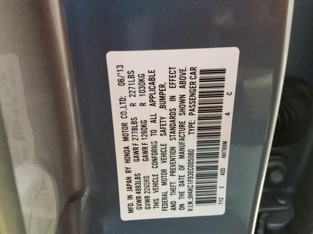 JH4KC1F93EC005080 - 2014 ACURA RLX ADVANC SILVER photo 10